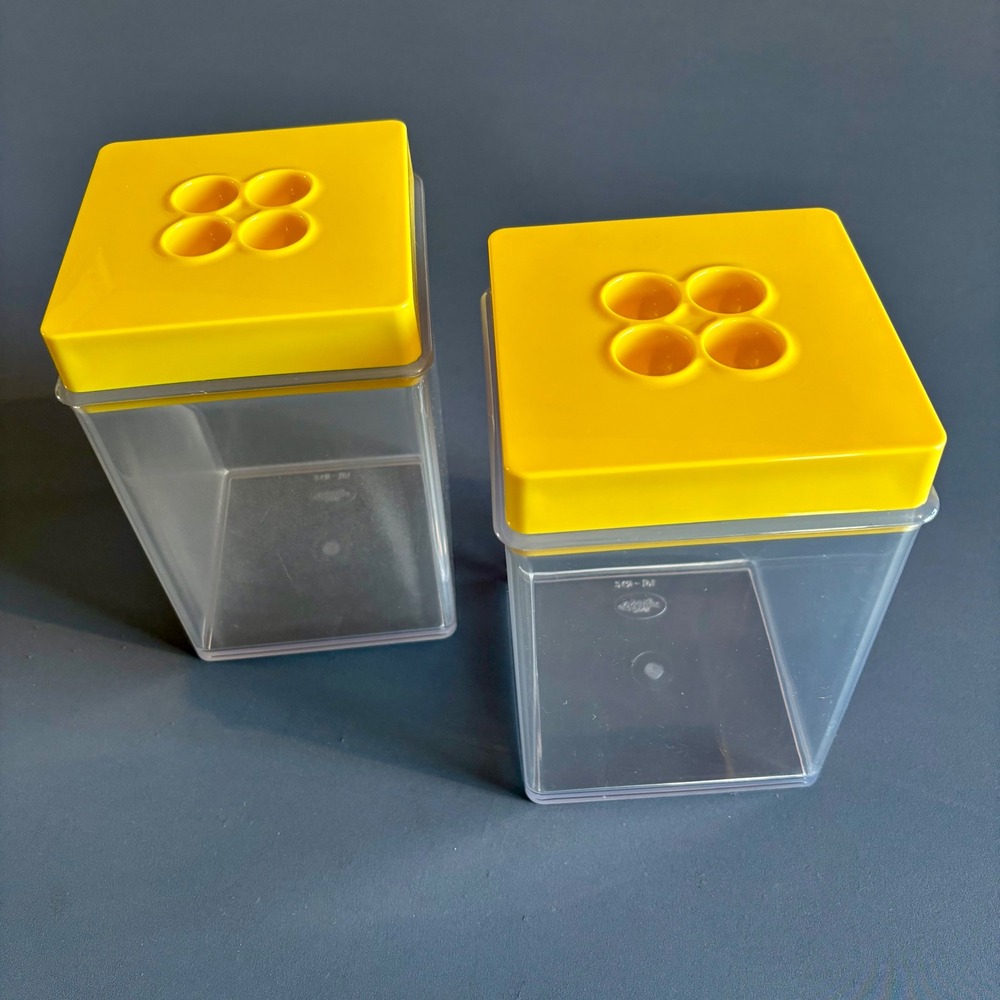 Vintage‎ Dansk Gourmet Designs Acrylic Cube Canister Set Yellow MCM 1960s